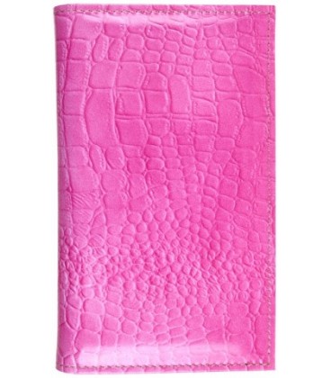 Визитница из натуральной кожи «Кинг» 4333 115*185 мм, 3 кармана, 18 листов, рифленая розовая