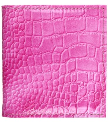 Визитница из натуральной кожи «Кинг» 4327 115*125 мм, 2 кармана, 18 листов, рифленая розовая