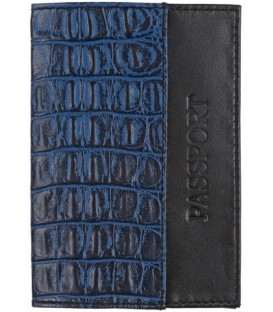 Обложка для паспорта «Кинг» 4334 95*135 мм, рифленая синяя с черным