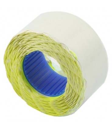 Этикет-лента однострочная ХХХ 22*12 мм, прямоугольная фигурная, желтая, намотка вовнутрь