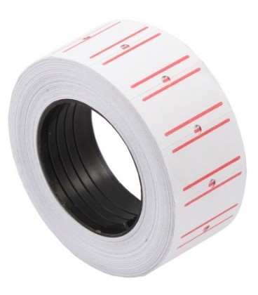 Этикет-лента однострочная Sponsor 22*12 мм, прямоугольная, белая с красными линиями