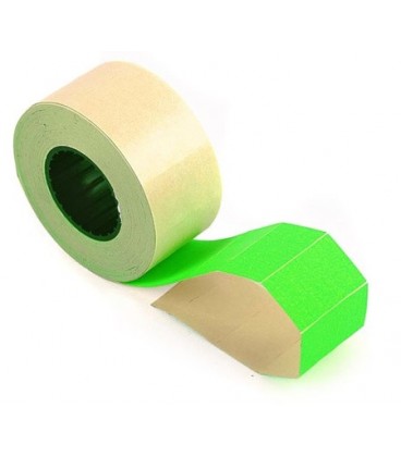 Этикет-лента двустрочная 26*16 мм, зеленая, намотка вовнутрь