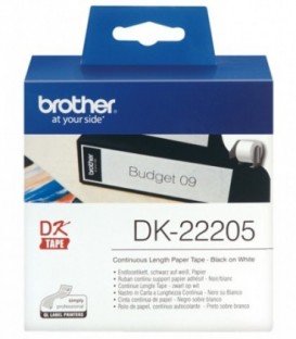 Наклейки DK22205 непрерывные бумажные 62 мм*30,48 м, цельная лента, белая