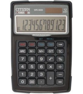 Калькулятор 12-разрядный Citizen WR-3000 водонепроницаемый черный