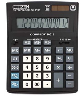 Калькулятор 12-разрядный Citizen D-312 серый