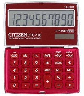 Калькулятор карманный 10-разрядный Citizen CTC-110 красный