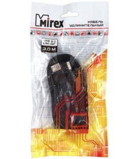 Кабель Mirex USB 2.0 AM-AF 3 м, черный
