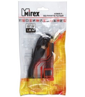 Кабель Mirex USB 2.0 AM-AF 1,8 м, черный