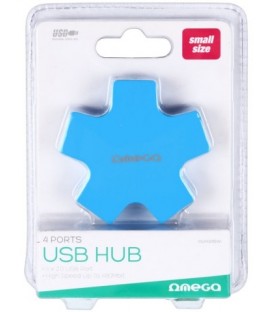 Концентратор USB Hub Omega OUH24S 4 порта, голубой