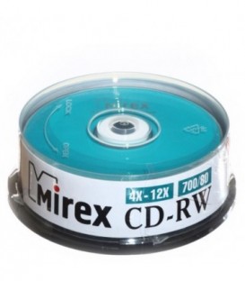 Компакт-диск CD-RW Mirex 4x-12x, 25 шт., в тубе