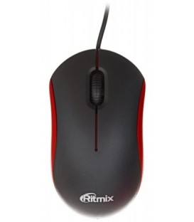 Мышь компьютерная Ritmix ROM-111 проводная, USB, черная с красным