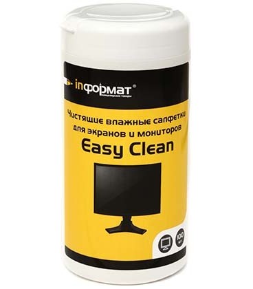 Салфетки чистящие для мониторов Easy Clean 100 шт., в тубе