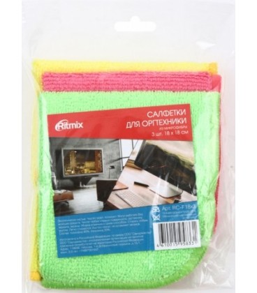 Салфетка из микрофибры для оргтехники Ritmix 18*18 см, 3 шт.