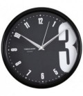 Часы настенные «Тройка» черный фон, черная рамка