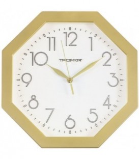 Часы настенные «Тройка» рамка золотистая