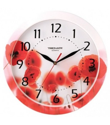Часы настенные «Тройка» «Маки»