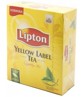 Чай Lipton Yellow Label Tea 200 г, 100 пакетиков, черный чай