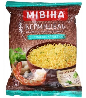 Вермишель быстрого приготовления «Мивина» 60 г, со вкусом креветки неострая