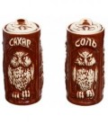 Набор для специй керамический 2 предмета, «Сова шамот» (высота 15 см)