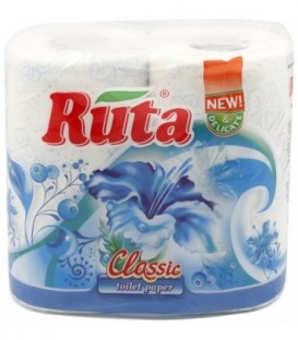 Бумага туалетная Ruta Classic 4 рулона, ширина 95 мм, белая с рисунком