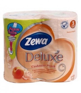 Бумага туалетная Zewa Deluxe 4 рулона, ширина 95 мм, Peach, бежевая