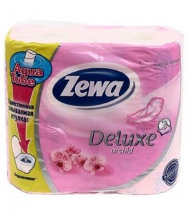 Бумага туалетная Zewa Deluxe 4 рулона, ширина 95 мм, Deluxe Orchid, розовая