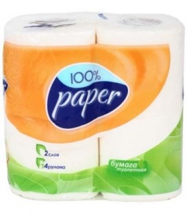 Бумага туалетная Paper 4 рулона, ширина 90 мм, белая