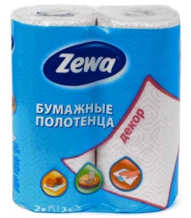 Полотенца бумажные Zewa (в рулоне) 2 рулона, ширина 230 мм, белые, «Декор»