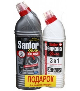 Средство для чистки труб Sanfor 750 мл + 500 мл Sanfor Белизна