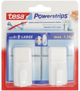 Крючки подвесные самоклеящиеся большие Tesa Powerstrips 5*2 см, прямоугольные белые