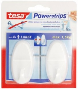Крючки подвесные самоклеящиеся большие Tesa Powerstrips 5*2 см, овальные белые