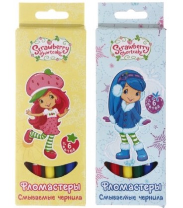 Фломастеры смываемые Strawberry Shortcake 6 цветов, толщина линии 1-2 мм, вентилируемый колпачок, ассорти (цена за 1 набор)