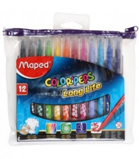 Фломастеры Maped Color Peps 12 цветов, толщина линии 1-3 мм, вентилируемый колпачок, в ПЭТ-пенале
