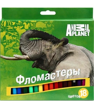 Фломастеры Animal Planet 18 цветов, толщина линии 1-2 мм, вентилируемый колпачок