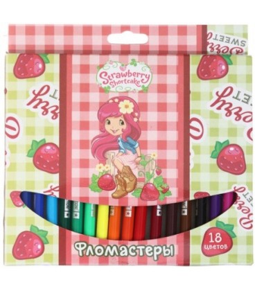 Фломастеры Strawberry Shortcake 18 цветов, толщина линии 1-2 мм, вентилируемый колпачок