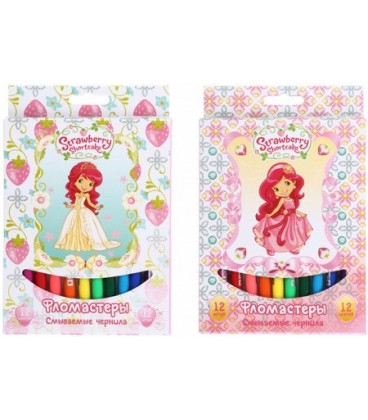 Фломастеры Strawberry Shortcake 12 цветов, толщина линии 1-2 мм, вентилируемый колпачок, ассорти (цена за 1 набор)