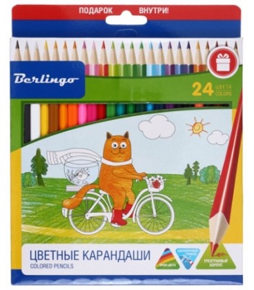 Карандаши цветные «Жил-был кот» 24 цвета, длина 175 мм