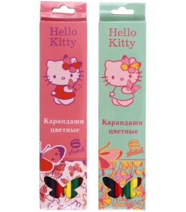 Карандаши цветные Hello Kitty 6 цветов, длина 175 мм, ассорти