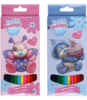 Карандаши цветные Tatty Teddy - my Blue Nose friends 12 цветов, длина 175 мм, ассорти