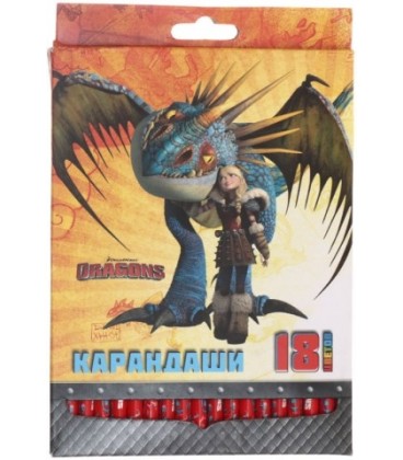 Карандаши цветные Dragons 18 цветов, длина 175 мм