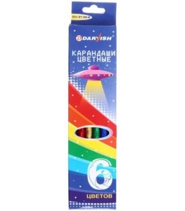 Карандаши цветные Darvish 6 цветов, длина 175 мм