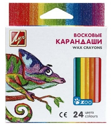 Карандаши восковые «Луч» 24 цвета, 24 шт., диаметр 8 мм, длина 90 мм
