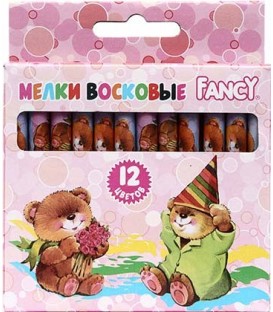 Мелки восковые Fancy 12 цветов, 12 шт., диаметр 8 мм, длина 89 мм