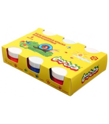 Краски пальчиковые «Каляка-Маляка» 6 цветов*60 мл, флуоресцентные