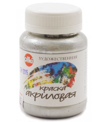 Краска акриловая художественная металлик Olki 100 мл, серебряная (имитация)