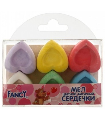 Мел цветной фигурный Fancy 6 шт., сердечки