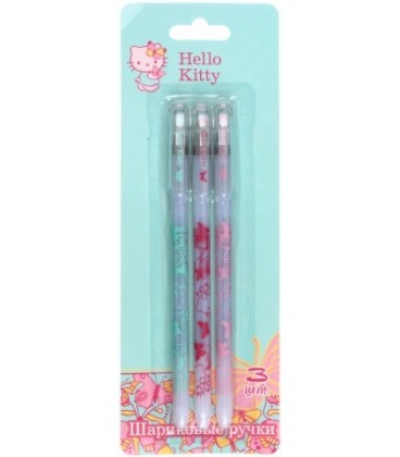 Набор ручек шариковых Hello Kitty 3 шт., стержень синий, корпус - ассорти