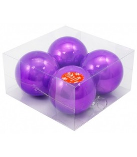 Набор шаров новогодних диаметр 10 см, 4 шт., «Жемчужная капель» фиолетовые