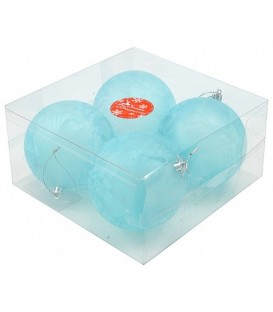 Набор шаров новогодних диаметр 10 см, 4 шт., «Туман» голубые