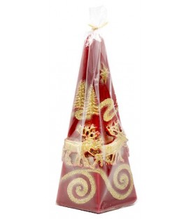 Свеча сувенирная «Северные олени» «Пирамида», 50/174 мм, красная с золотистым